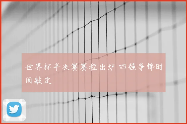 世界杯半决赛赛程出炉 四强争锋时间敲定